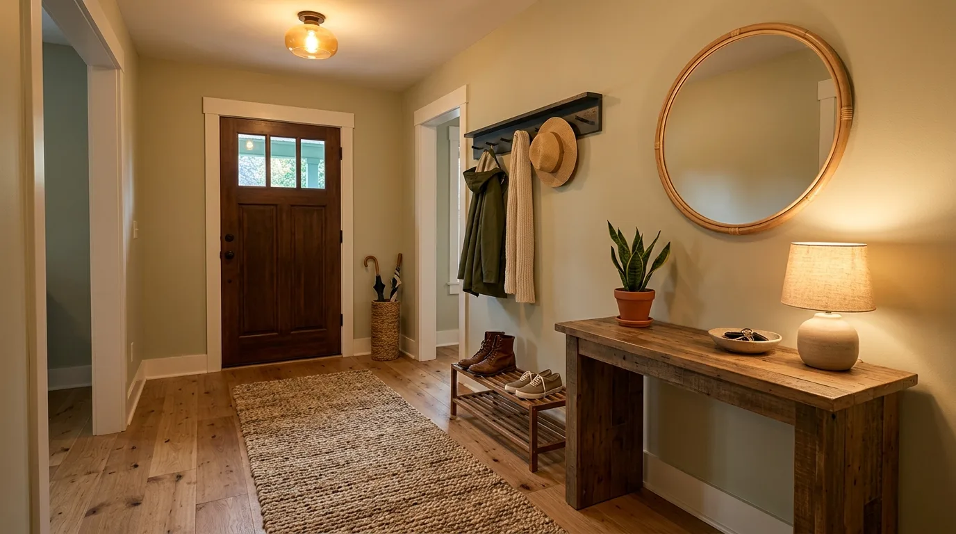 Make mail keys and essentials easy to contain inspiration for a small entryway.